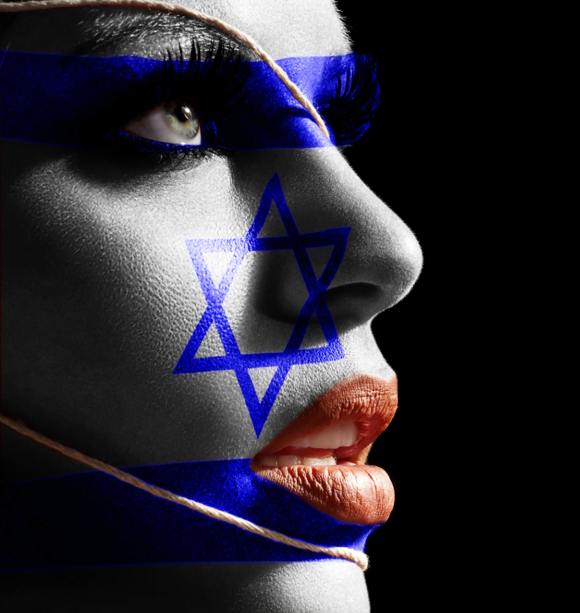 Israel flag painted on a face of a young woman, national flag Missing.malka.link - Nyheder om Israel og mellemøsten