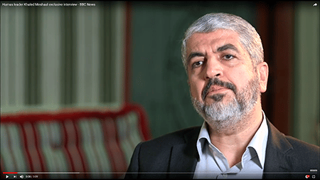 Hamas' leder, Khaled Meshaal . Fra en interview med BBC sendt på YouTube