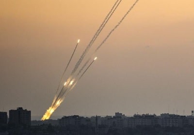 Missilaffyringer fra Gaza fredag aften (kilde IDF)